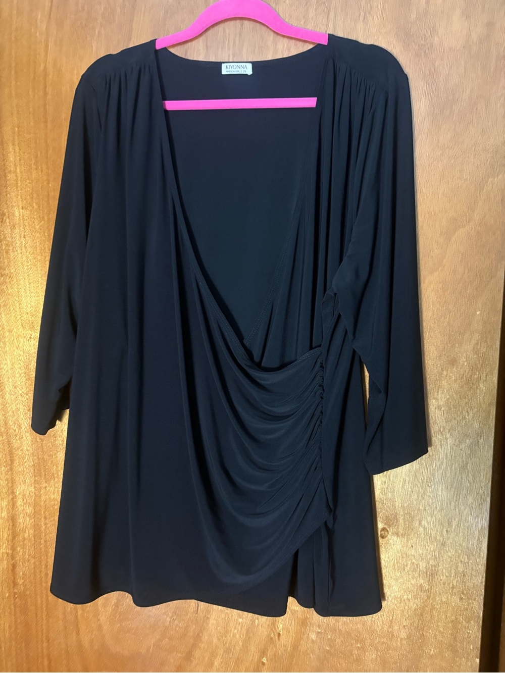 Kiyonna Black Top with Bright Pink Trim